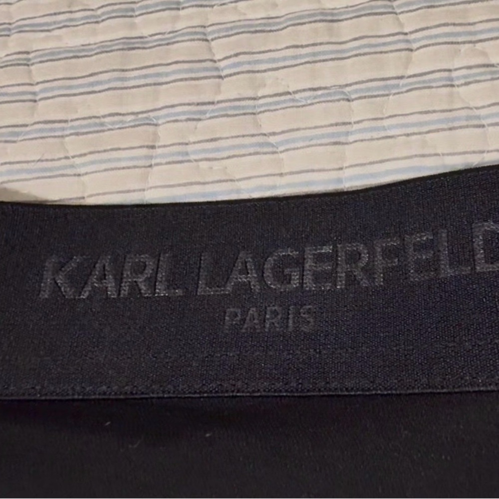 Karl Lagerfeld blk stretch pants, elastic waist, flared leg, sm, gently used - Picture 3 of 7